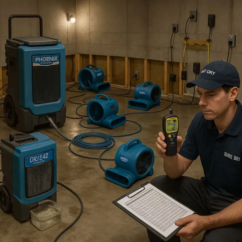 Structural Drying and Dehumidification process in San Miguel, CA
